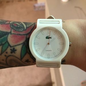 Lacoste white watch genuine leatherNEEDSBATTERY